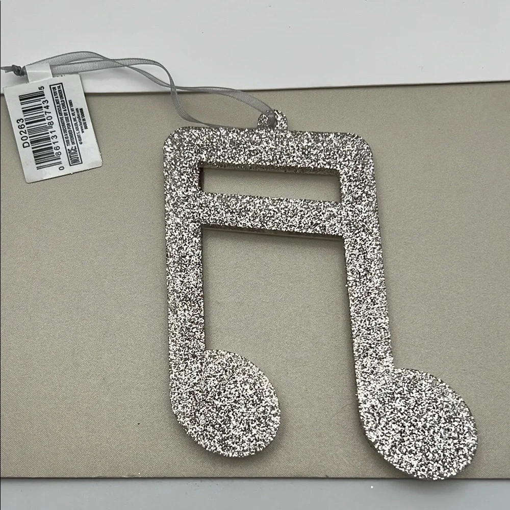 Silver / Glitter / Mirrors Music Note Ornament 4.5” H x 4.5” W x .25” D - Picture 3 of 15